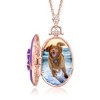 Ross-Simons 1.50 ct. t.w. Amethyst and .30 ct. t.w. White Zircon Flower Locket Necklace With Multicolored Enamel in 18kt Rose Gold Over Sterling Size - 3 of 4