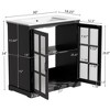 Mshliw 30" Modern Bathroom Vanity with Ceramic Sink, Tempered Glass Doors, Matte Black Handles & Rubber Wood Frame - 2 of 4