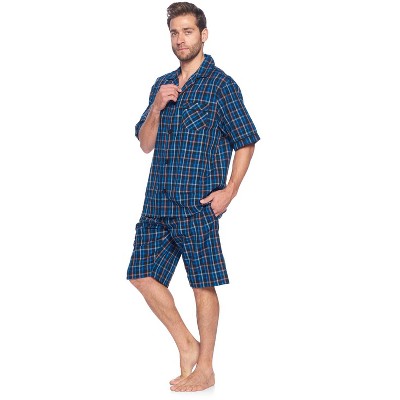 Ashford & Brooks Mens Woven Short Sleeve Pajama Shorts Set