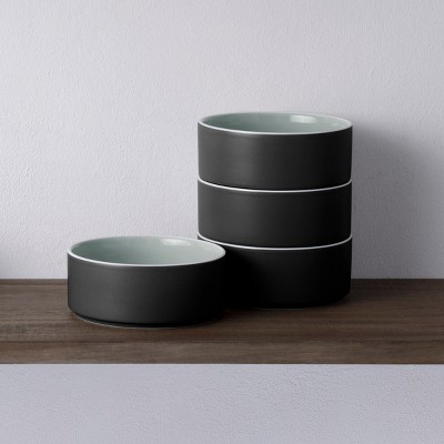 Noritake ColorTrio Graphite Set of 4 Stax Cereal Bowls
