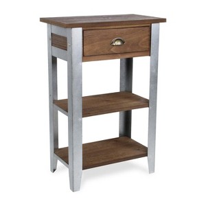Cheung's Wooden Side Legs Galvanized Table, Brown - 1 of 4