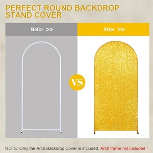 Bling Arch Backdrop Cover, Sequin Wedding Arch Stand Cover with Zipper, Round Top Fitted Backdrop Covers for Birthdays, Wedding and Party Decoration - 1 of 4