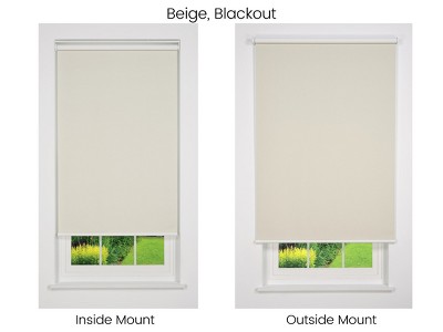 Beige Cordless Blackout Fabric Roller Shade, 33" W x 66" H