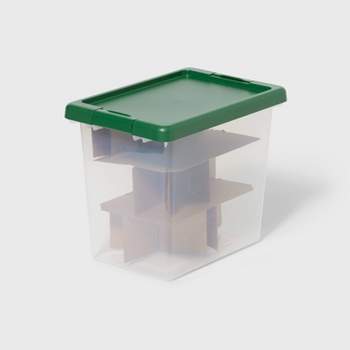 Medium Latching Clear Ornament Storage Box Green Lid - Brightroom™