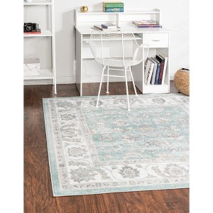 Unique Loom Aurelia Collection Area Rug - Hadrian (7' 10" Square Aqua/Gray) - 1 of 4
