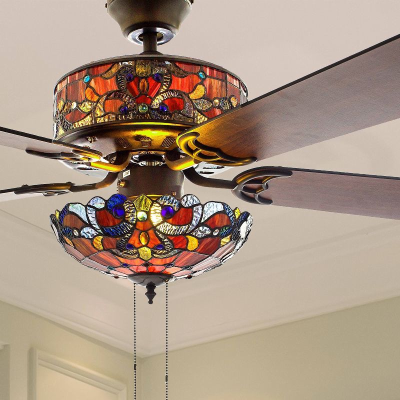 52&#34; LED Glass Tiffany Style Stained Magna Carta Lighted Ceiling Fan - River of Goods, 4 of 12