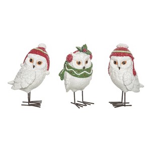 Transpac Resin Winter Owl Figurine Set of 3 Christmas Home Decorations - 1 of 1