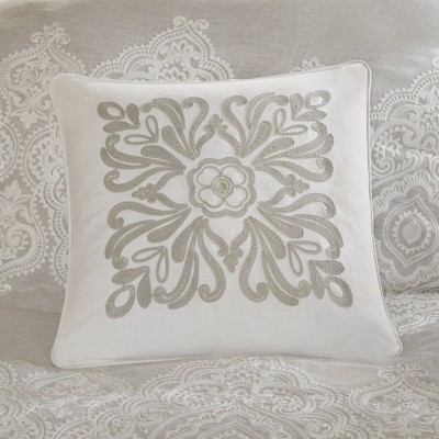 Queen White Microfiber Comforter Set with Decorative Pillows