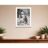 HomeRoots Boy Building A Snowman White Framed Wall Art - 2 of 4