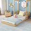 VASIP Kids House-Shaped Roof Headboard Twin Floor Bed - Low Profile Modern Design, No Slats Needed, Natural Furniture for Bedroom - 4 of 4