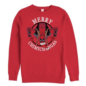 Men's Marvel Christmas Deadpool Merry Chimichangas Sweatshirt - 1 of 3