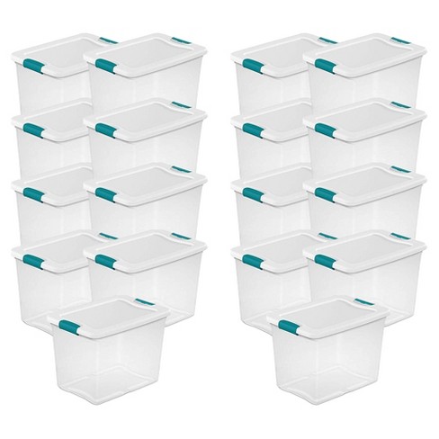 Sterilite 32 Qt Latching Storage Box, Stackable Bin With Latch Lid, Plastic  Container To Organize Clothes Underbed, Clear With White Lid, 12-pack :  Target