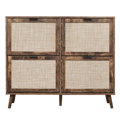 VYNXARIA Freestanding 4-Door Shoe Storage Cabinet Brown: A Must-Have for a Tidy Entryway