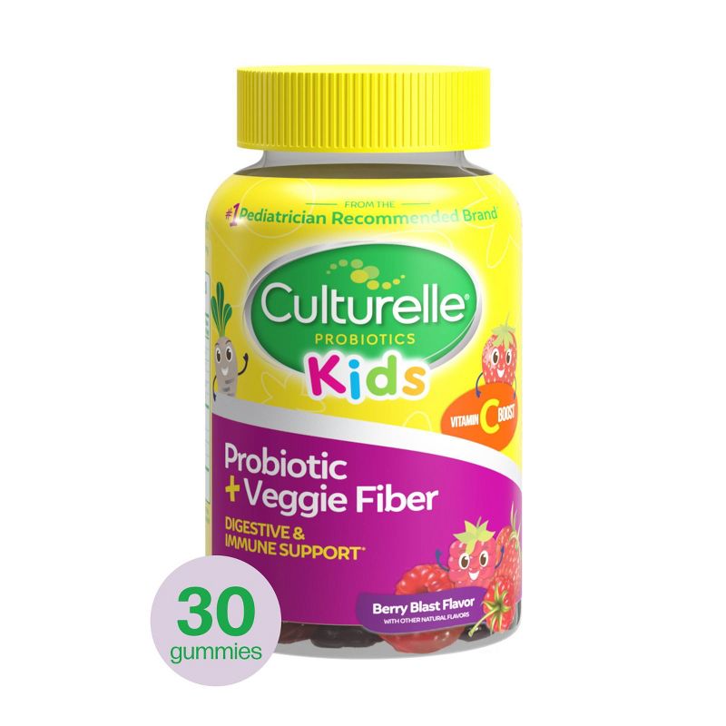Culturelle Kids Probiotic + Gluten Free Veggie Fiber Gummies - Berry - 30ct, 1 of 12