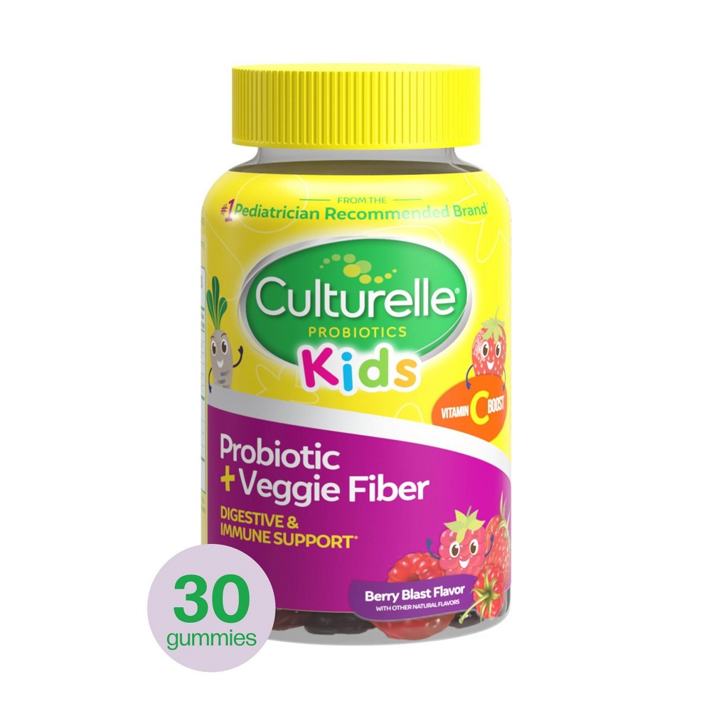 Photos - Vitamins & Minerals Culturelle Kids Probiotic + Gluten Free Veggie Fiber Gummies - Berry - 30c