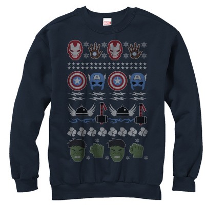 Men's Marvel Ugly Christmas Avengers Winter Sweatshirt - Navy Blue - Small