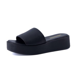 CUSHIONAIRE KUDOS Women’s Platform Sandals – Wedge Sandals for Women, Comfortable Slip-On Shoes, Dressy Summer Sandals with Cushioned Footbed - 1 of 4