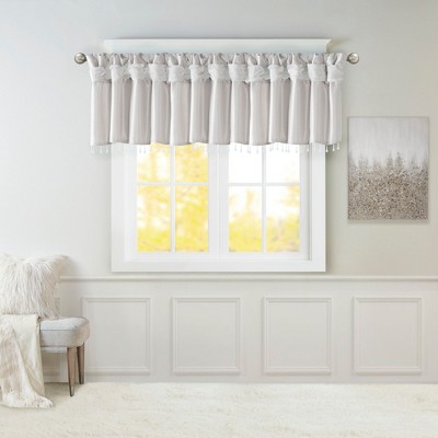 PAGED 26"x50" Valance for Windows,Lightweight Faux Silk Small Short Valance with Beads for Bathroom,Laundry,Living Room,Bedroom