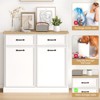 Double Tilt Out Trash Cabinet, Hidden Trash Can Cabinet with 20 Gallon Storage, Freestanding White Garbage Can Cabinet for Kitchen Dining Living Room - 4 of 4