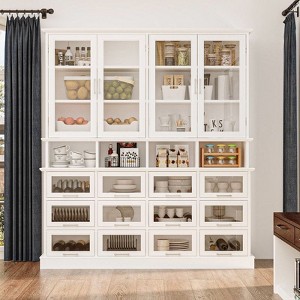 Famapy Multi-Functional Kitchen Cabinet & Pantry,Large - Capacity Food Storage Cabinet with Glass Doors,Easy Organization & Display for Home Kitchen - 1 of 4