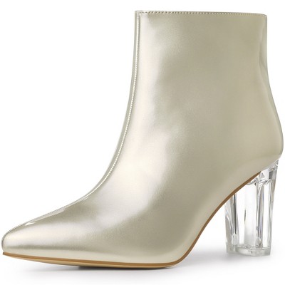 Clear pointed toe booties sale