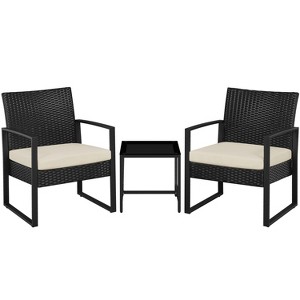 Yaheetech 3 Piece Patio Set Modern PE Bistro Furniture Conversation Sets - 1 of 4