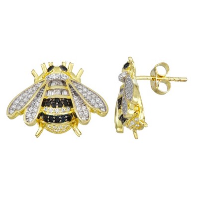 Designs By Gioelli 14K Gold Over Sterling Silver Cubic Zirconia Bee Stud Earrings