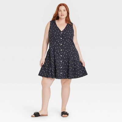 Women's Button-Front Godet Mini A-Line Dress - Universal Thread™