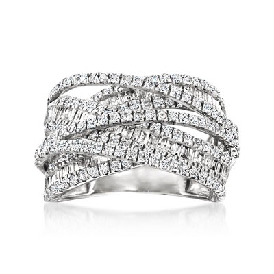 Ross-Simons 2.00 ct. t.w. Round and Baguette Diamond Highway Ring in 14kt White Gold