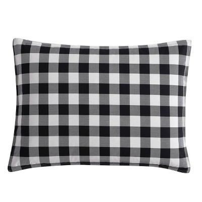 Twin Black and White Cotton Plaid Duvet Cover Set