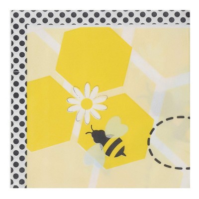 Blue Panda 150-Pack Disposable Paper Napkins Kids Birthday Party Supplies, Bumble Bee Design, 6.5x6.5"