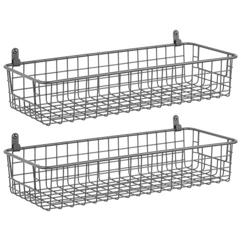 MDesign Metal Wall Mount Hanging Basket Shelf For Home Storage, 2 Pack ...