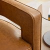Hrinhom Faux Leather Swivel Chair,Modern Barrel Chair with Wooden Base and Pillow - 4 of 4