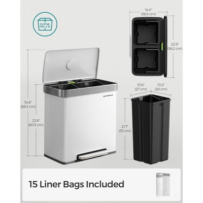 SONGMICS Kitchen Dual Compartment Garbage Can