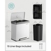 SONGMICS Kitchen Trash Can, 16 Gallon (2 x 8 Gallon) Dual Compartment Garbage Can, 60L Pedal Recycling Bin, Stainless Steel, 15 Trash Bags Included - 4 of 4