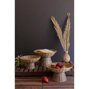 Handcrafted Wicker Compotes – 8" Tall Set of 3 Decorative Bowls by Kalalou - 1 of 3