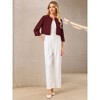 INSPIRE CHIC Women's Collarless 3/4 Sleeve Open Front Button Decor Cuff Cropped Jacket - 3 of 4