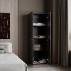 ORRD 2-Door Freestanding Closet, Black Wardrobe with 4 Shelves for Bedroom/Laundry Room, Compact Storage Cabinet Organizer - 2 of 4