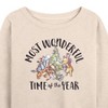 Women's - Winnie the Pooh - Christmas Most Wonderful Time of the Year Lightweight French Terry Wide Neck Long Sleeve Shirt - 2 of 4