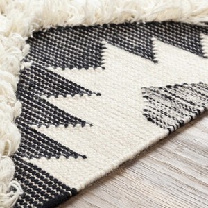 Hauteloom Jarales Cream/Black  Tassel Wool Rug - 1 of 4