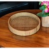HomeRoots 10" Natural Round Bamboo Handmade Serving Tray - 2 of 4