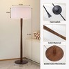 61" Walnut Wood Standing Floor Lamp with Linen Drum Shade, Modern Accent Light for Living Room, Bedroom, Hallway & Study - 3 of 4
