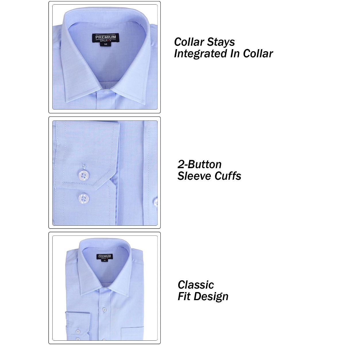 Galaxy Authentic Boy’s Long Sleeve Button Down Dress Shirt-3 Pack - thumbnail 3