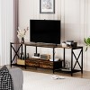 VYNXARIA TV Stand with Charging Station and 2 Fabric Drawers, Entertainment Center for TVs up to 75",with Open Storage Shelves,Rustic Brown - 2 of 4