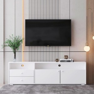 Modern TV Stand for TV Up to 65 Inch Media Console TV Cabinet Entertainment Center with Storage Cabinets Drawers for Living Room Antique White - 1 of 4