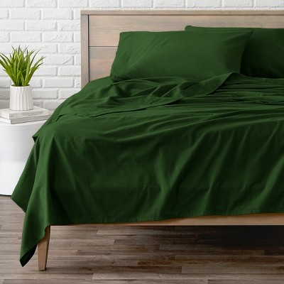 Forest Green Cotton Flannel Twin Xl Sheet Set By Bare Home : Target