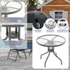 Patio Dining Set for 4 W/Umbrella, Outdoor Furniture Set W/4 Folding Dining Chairs, Outdoor Table Umbrella Set With Tempered Glass Top Dinings Table - 3 of 4