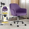 Purple Accent chair Modern home office leisure chair with adjustable velvet height and adjustable casters - 3 of 4