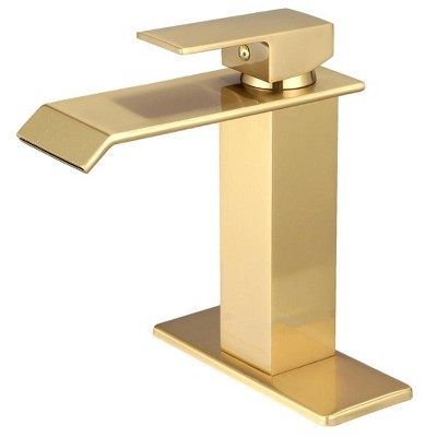 BWE Waterfall Single Hole Single-Handle Low-Arc Bathroom Faucet With Supply Line
