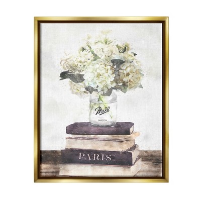 Stupell Industries Delicate White Florals on Parisian Bookstack